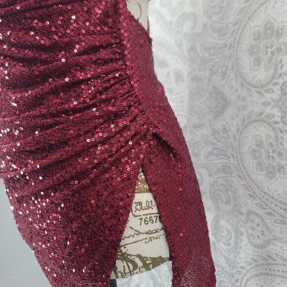 Lucy in the Sky Sequin bodycon mini red dress Size XS Holiday Party Festival - Picture 4 of 12